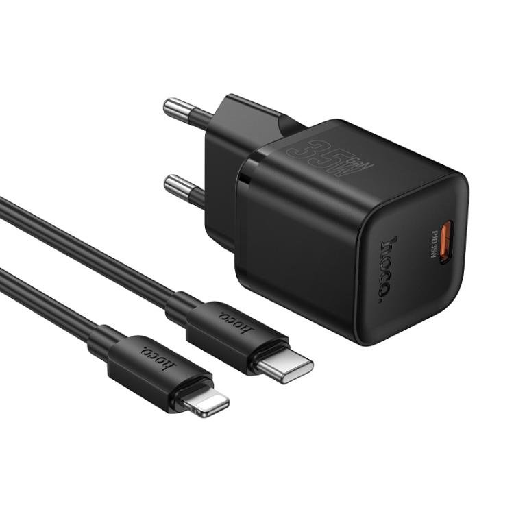 Hoco N66 Ingenious single port PD35W charger set(C to iP)(EU) black