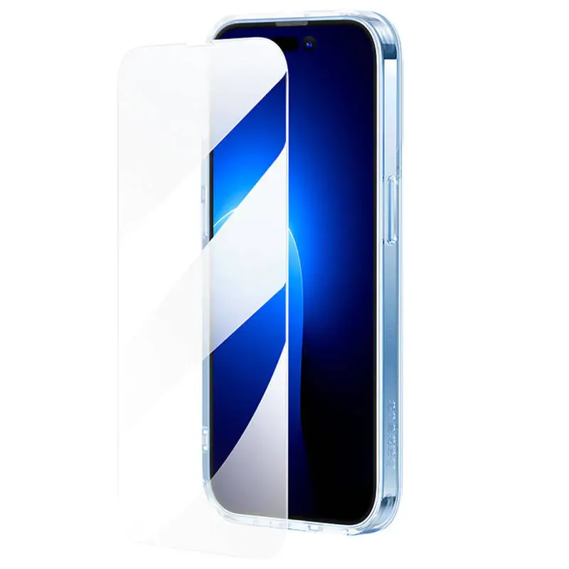 Baseus Illusion Series Protective Case for iP 14 Pro (With clear/black/blue/purple camera lens frames and full coverage tempered glass screen protector), Clear ARHJ000102