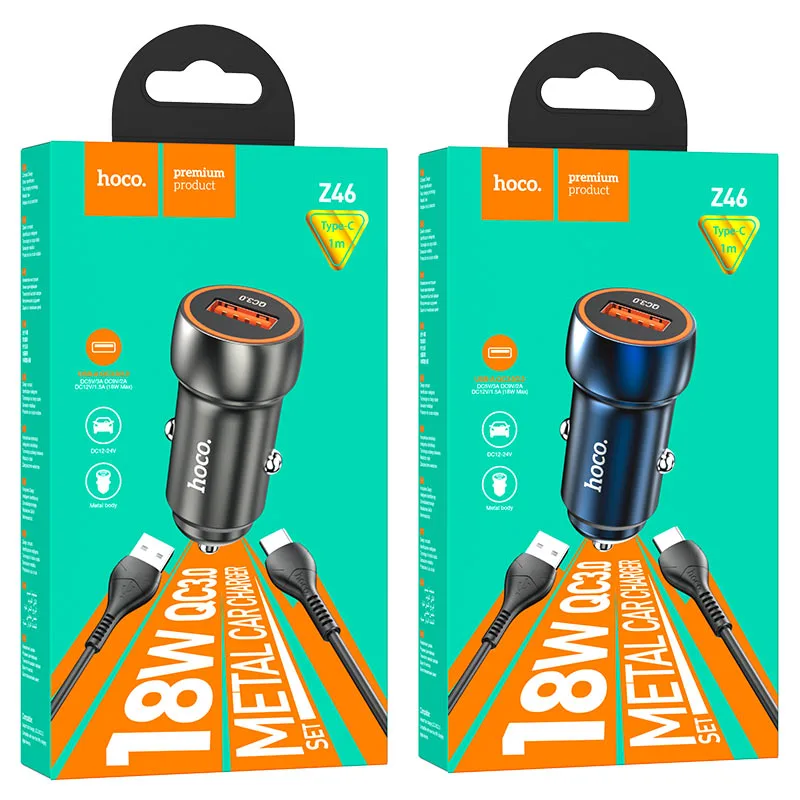 Hoco Z46 Blue shield single port QC3.0 car charger