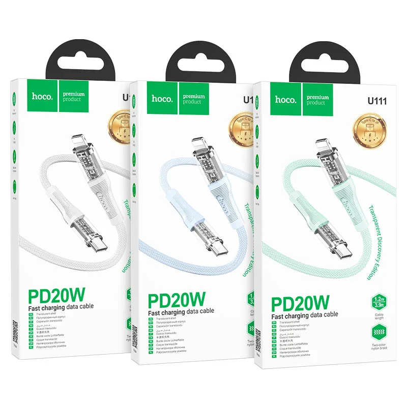 Hoco U111 iP Transparent Discovery Edition PD charging data cable