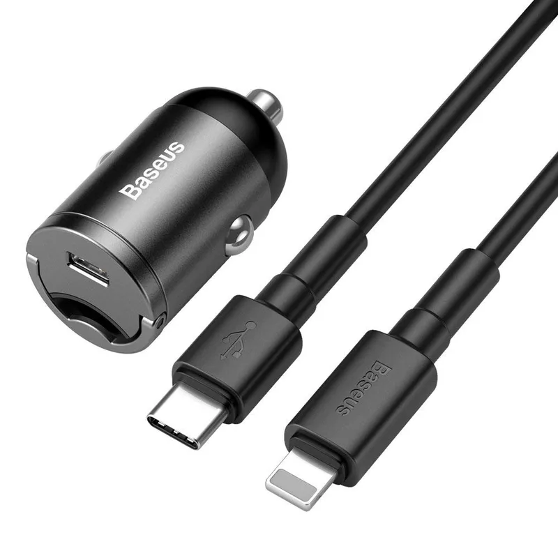 Baseus Tiny Star Mini PPS quick charger suit（Type-C to IP 18W Cable 1m ) Gray