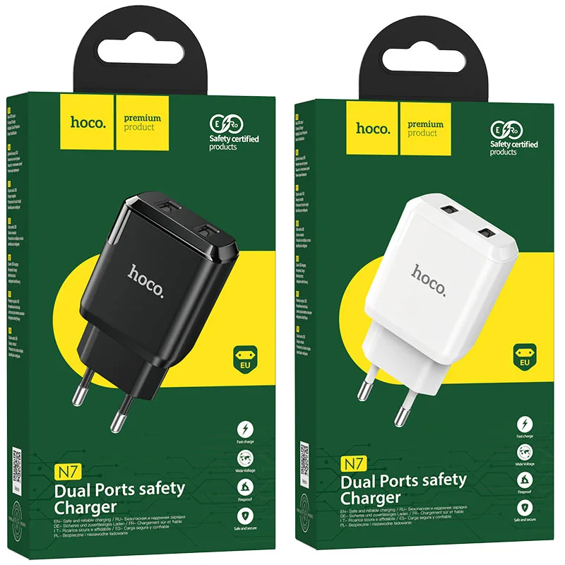 Hoco N7 Speedy dual port charger set(Type-C)(EU)