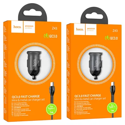 Hoco Z43 Mighty single port QC3.0 car charger set(Micro)