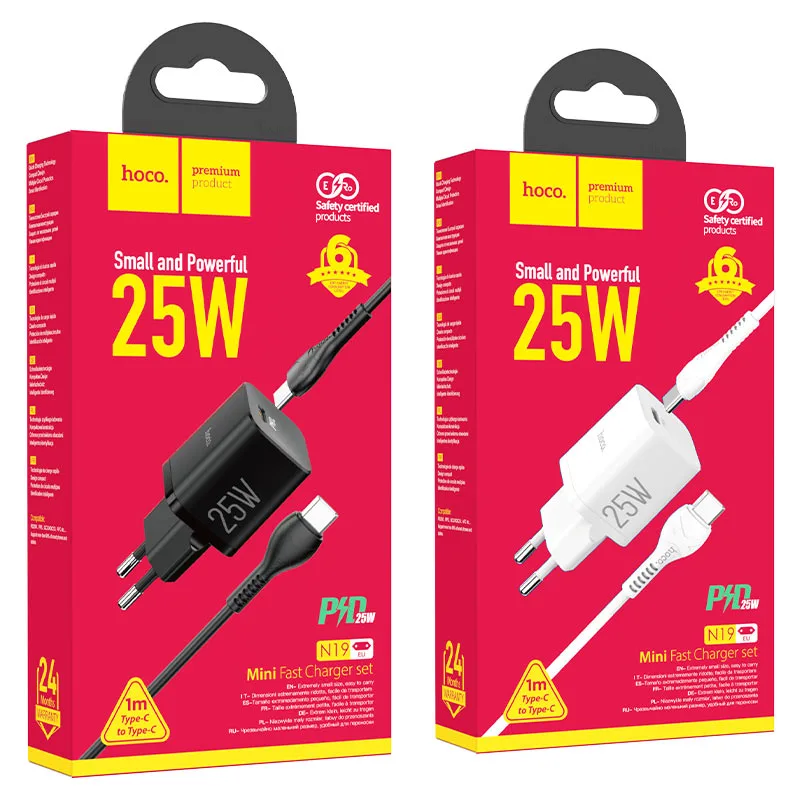 Hoco N19 Rigorous PD25W charger set(Type-C to Type-C)(EU)
