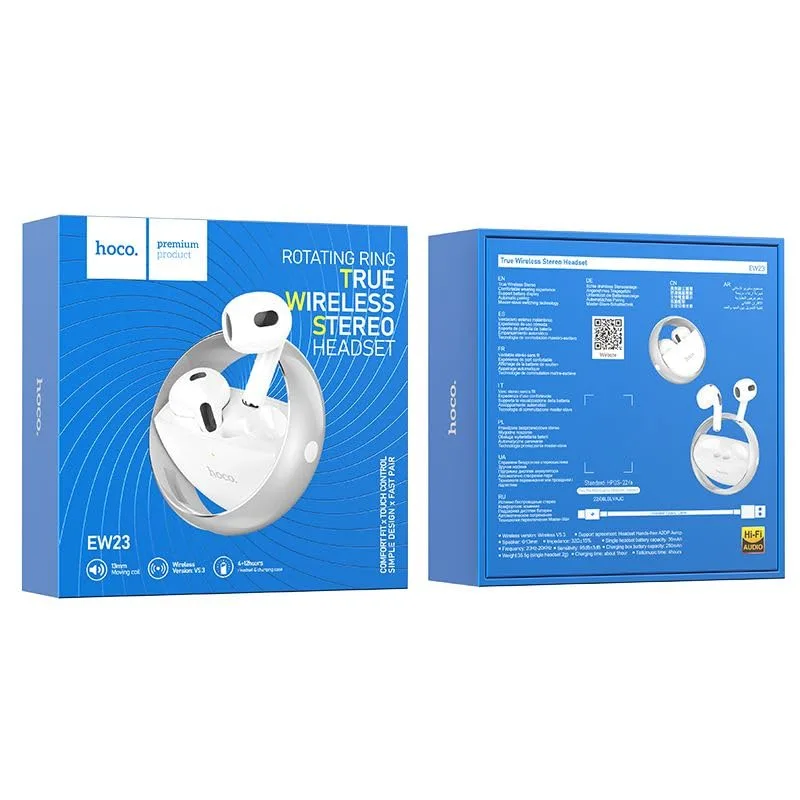 Hoco EW23 Canzone True Wireless BT headset თეთრი