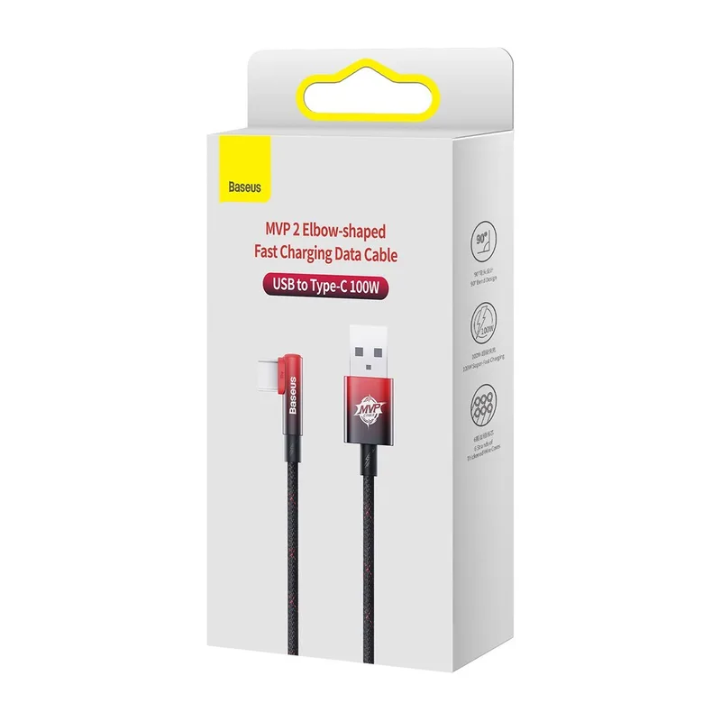Baseus MVP 2 Elbow-shaped Fast Charging Data Cable USB to Type-C 100W 1m CAVP000420