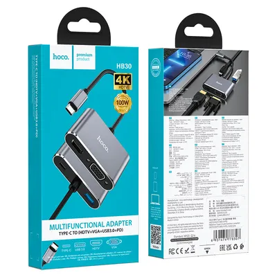 Hoco HB30 Eco Type-C multi-function converter(HDTV+VGA+USB3.0+PD)