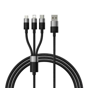 Baseus StarSpeed 1-for-3 Fast Charging Data Cable USB to M+L+C 3.5A 0.6m Cluster Black