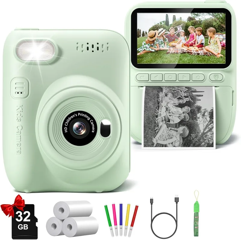 Chinldrens Digital Print Camera White and Green Box