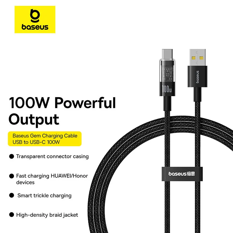 Baseus Gem Fast-Charging Data Cable USB-C to USB-C 100W 2m Cluster Black