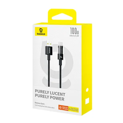 Baseus Gem Fast-Charging Data Cable USB to USB-C 100W 1m Cluster Black
