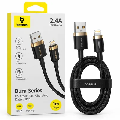 Baseus Dura Series Fast Charging Cable USB to iP 2.4A 1m Gold+Black