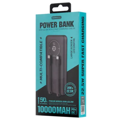 REMAX 20W+22.5W Built-in dual fast charging cables power bank 10000mAh RPP-37 Bl
