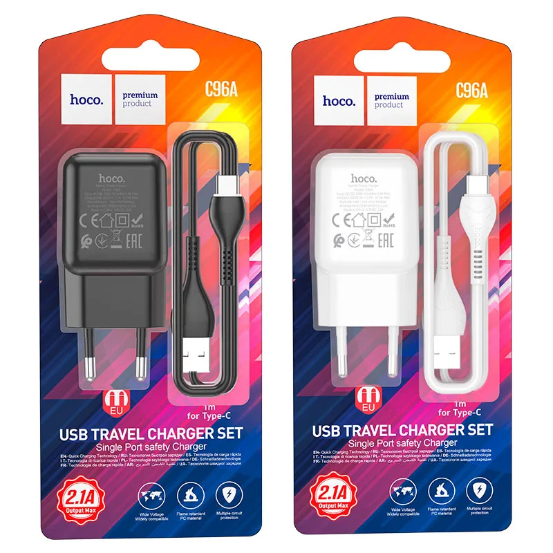 Hoco C96A single port charger(EU) შავი