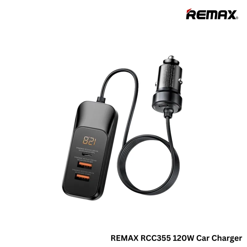 REMAX Yayshih Series 120W PD+QC Worry-free Fast Car Charger with Digital Display RCC355