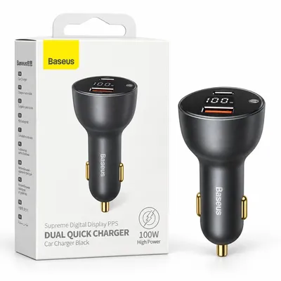 Baseus Superme Digital Display PPS Dual Quick Charger Car Charger Black