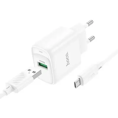 Hoco C140A Smart single port QC3.0 charger set(Micro)(EU) White