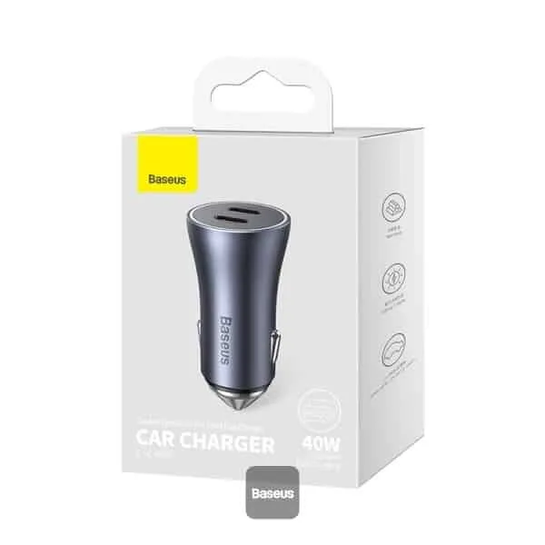 Baseus Golden Contactor Pro Dual Fast Charger Car Charger C+C 40W Dark Gray CGJP000013