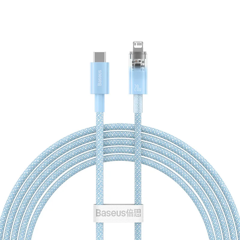Baseus Explorer Series Fast Charging Cable with Smart Temperature Control Type-C to iP 20W 2m Blue