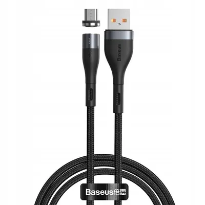Baseus Zinc Magnetic Safe Fast Charging Data Cable USB to Micro 2.1A 1m Gray+Bla