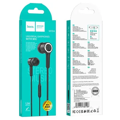 Hoco კაბელიანი ყურსასმენი M104 Gamble universal earphones wi