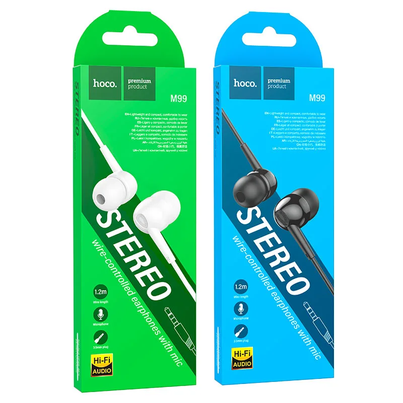 Hoco M99 Celestial universal earphones with microphone თეთრი