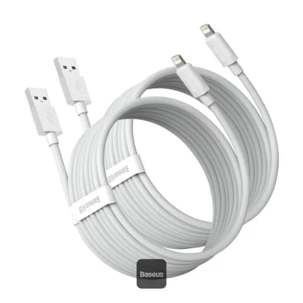 Baseus Simple Wisdom Data Cable Kit USB to iP 2.4A (2PCS/Set）1.5m White
