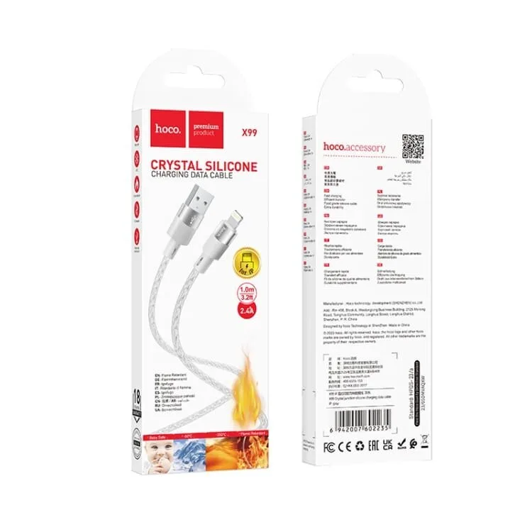 Hoco X99 Crystal junction silicone charging data cable iP