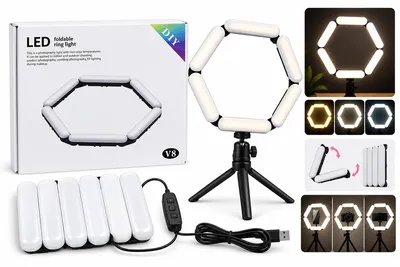 V8-6 Foldable LED Ring Light – დასაკეცი LED განათება