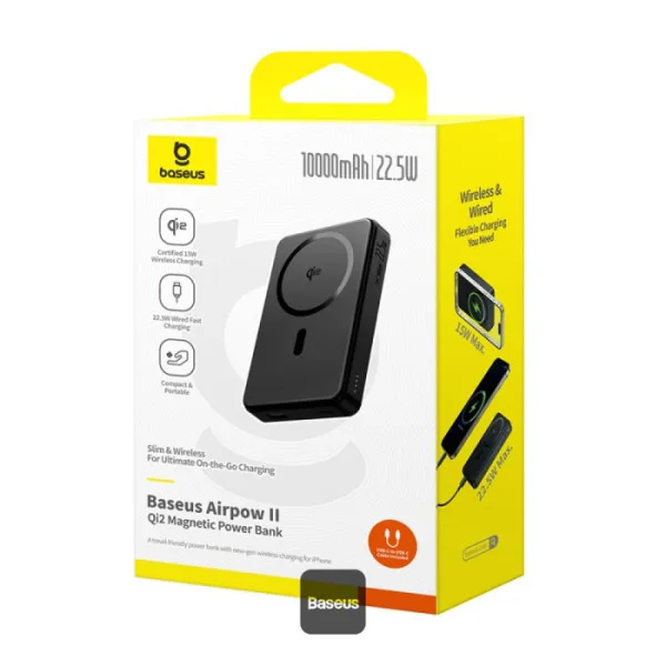 OS-Baseus Airpow Ⅱ Qi2 Magnetic Power Bank 10000mAh 22.5W Cosmic Black