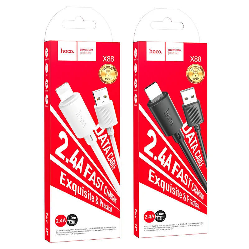 Hoco X88 Gratified charging data cable for iP White