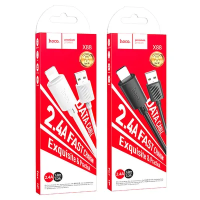 Hoco X88 Gratified charging data cable for iP White