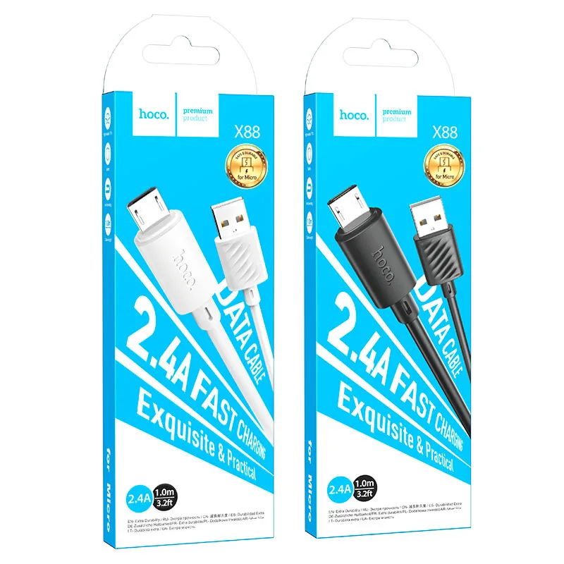 Hoco X88 Gratified charging data cable for Micro White