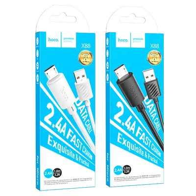 Hoco X88 Gratified charging data cable for Micro White