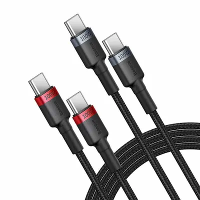 Baseus Cafule Charging Cable USB-C to USB-C 100W 2m 2pcs Red Black+Grey Black