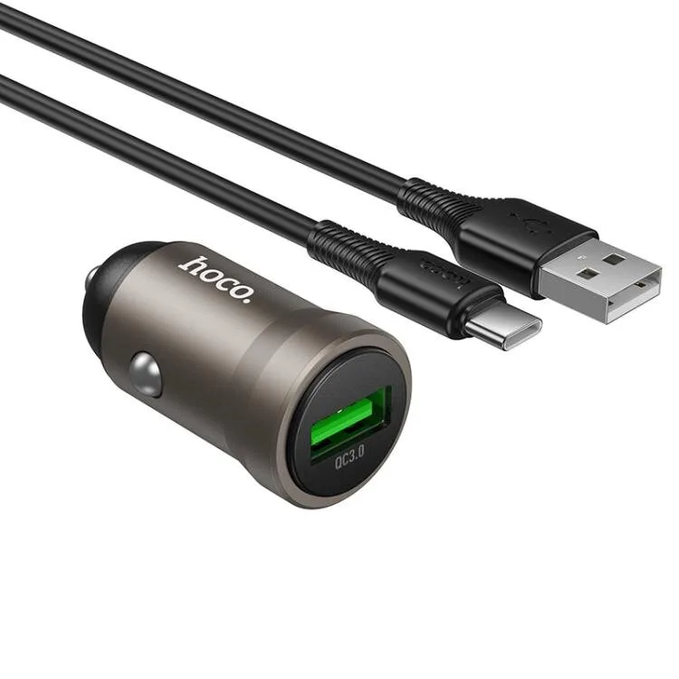 Hoco Z62 Energy single-port QC3.0 car charger set(Type-C) gold