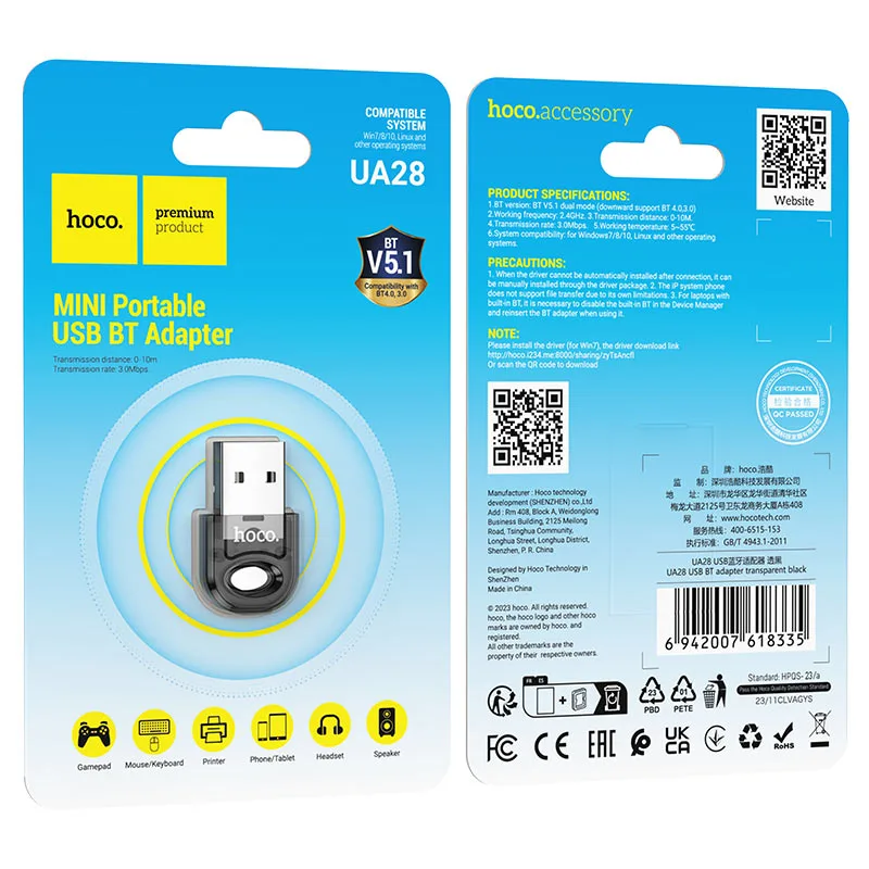Hoco UA28 USB BT adapter