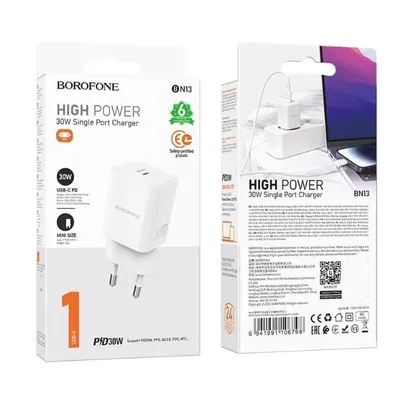 Borofone BN13 Safety PD30W single port charger(EU) White