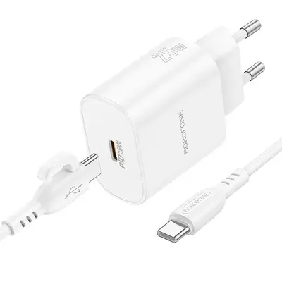 Borofone BA82A Platinum single port PD25W charger set(C to C)(EU)