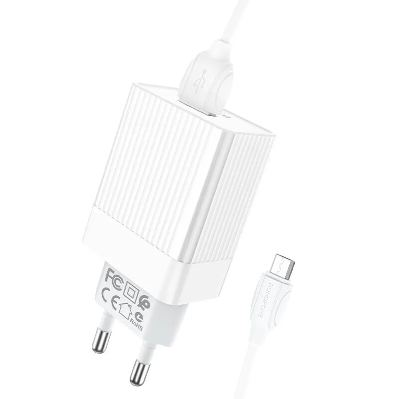 Borofone BA47A Mighty speed single port QC3.0 charger set(Micro)(EU) White