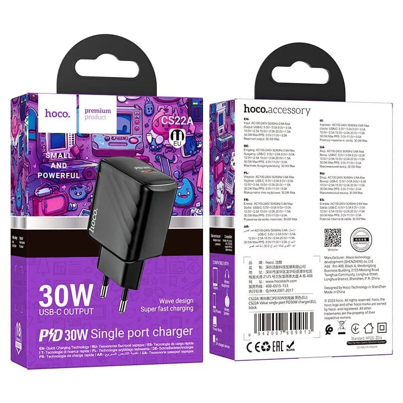 Hoco CS22A Value single port PD30W charger(EU)
