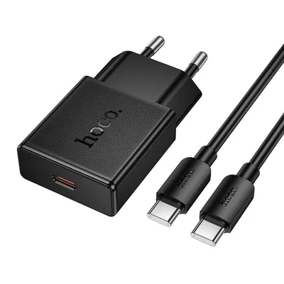 Hoco N74 Speed single-port PD25W ultra-thin charger set(C to C)(EU) black