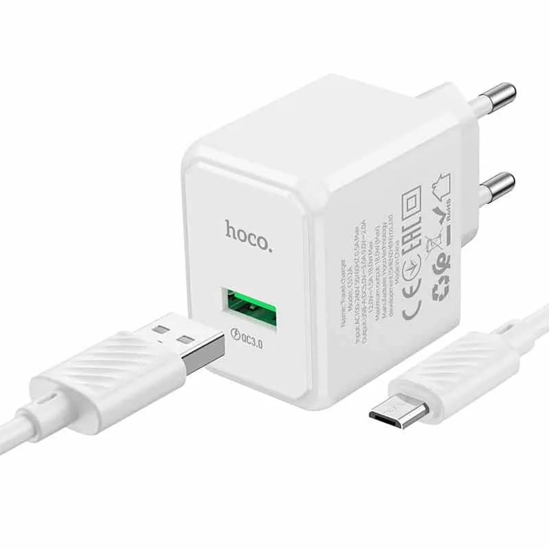 Hoco CS12A Ocean single port QC3.0 charger set(Micro)(EU)