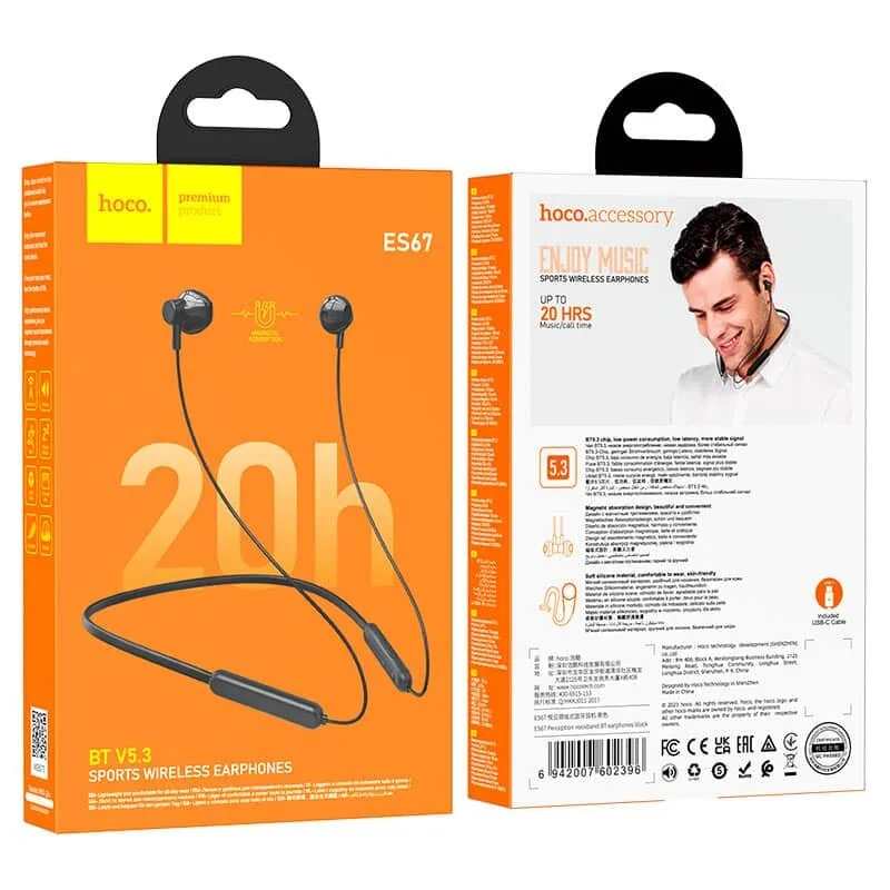 Hoco ES67 Perception neckband BT earphones Black
