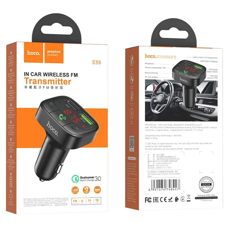 Hoco E59 Promise QC3.0 car BT FM transmitter