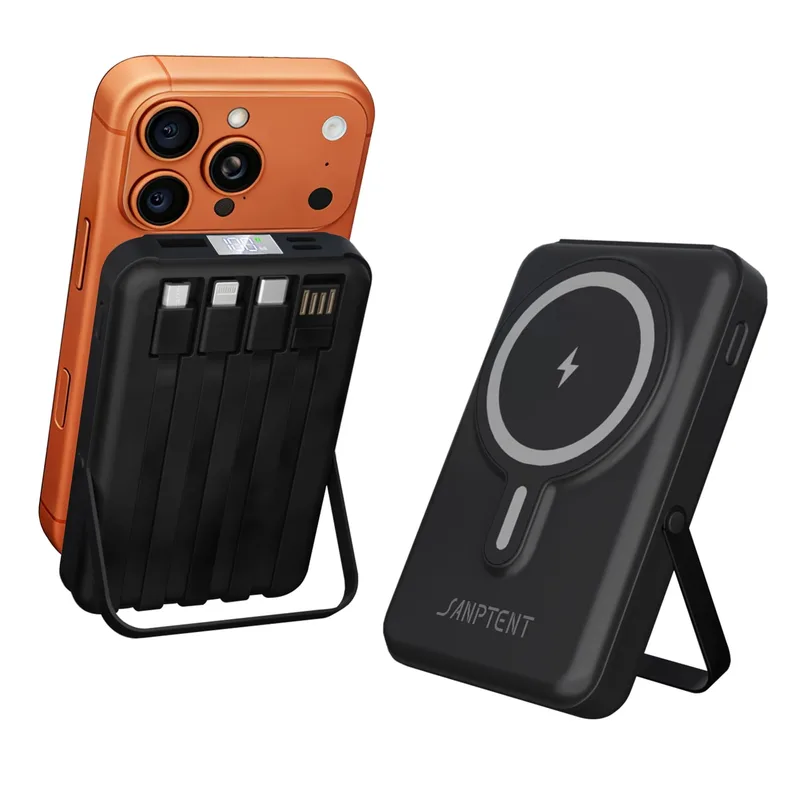 Power B ank Wireless Charging Portable With LEd