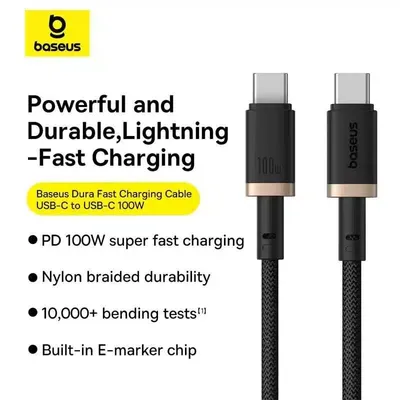 Baseus Dura Series Fast Charging Cable Type-C to Type-C 100W 1m Gold+Black