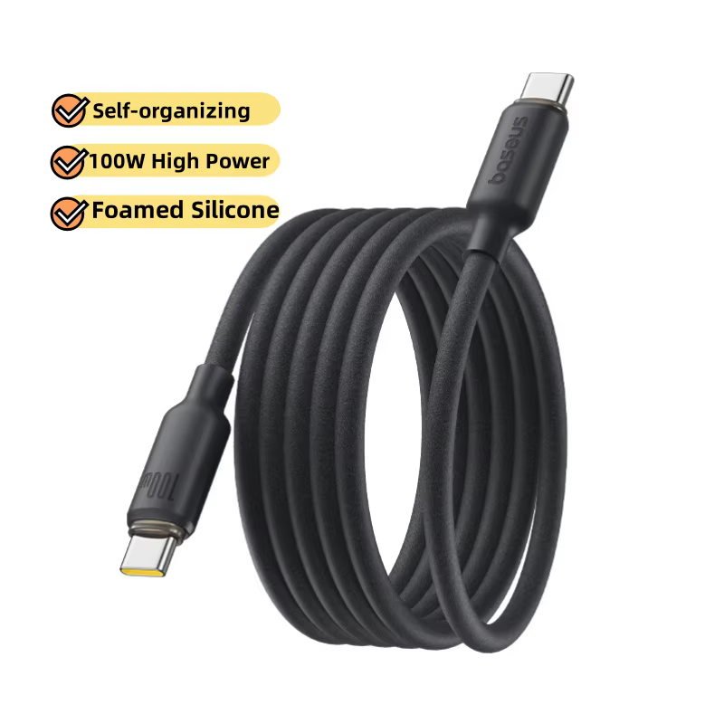 Baseus Foamed Silicone Fast Charging Data Cable USB-A to USB-C 100W Cosmic Black 1m