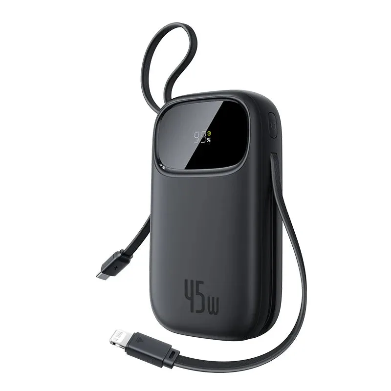OS-Baseus EnerFill FC31 Qpow 3 Digital Display Power Bank with USB-C+iP Cables 10000mAh 45W Cosmic Black