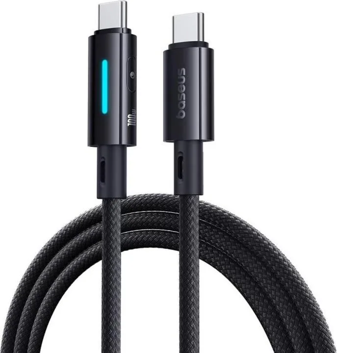 Baseus Lit Button-Control Fast Charging Data Cable USB-A to USB-C 100W 1m Cosmic Black
